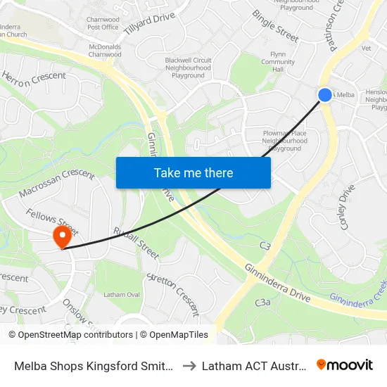 Melba Shops Kingsford Smith Dr to Latham ACT Australia map