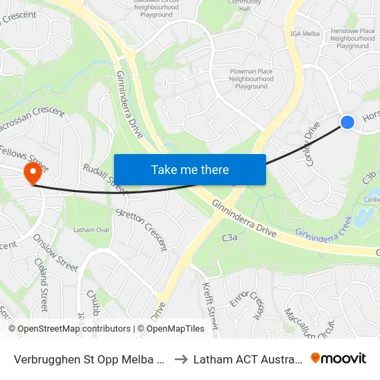 Verbrugghen St Opp Melba Hs to Latham ACT Australia map