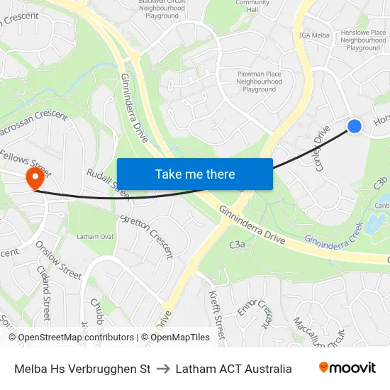 Melba Hs Verbrugghen St to Latham ACT Australia map