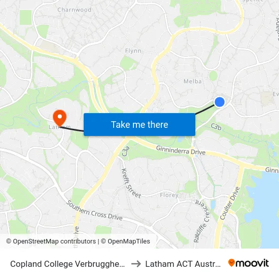 Copland College Verbrugghen St to Latham ACT Australia map