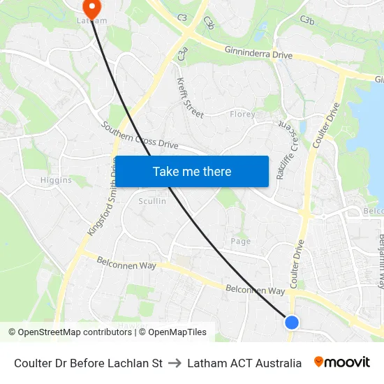 Coulter Dr Before Lachlan St to Latham ACT Australia map