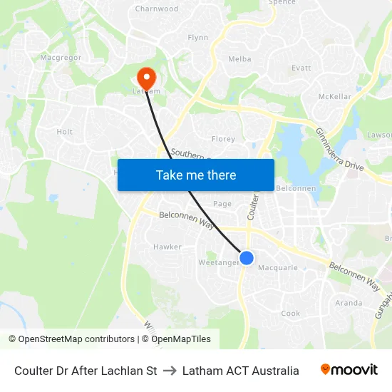 Coulter Dr After Lachlan St to Latham ACT Australia map