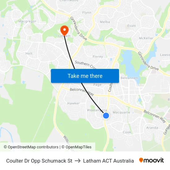 Coulter Dr Opp Schumack St to Latham ACT Australia map
