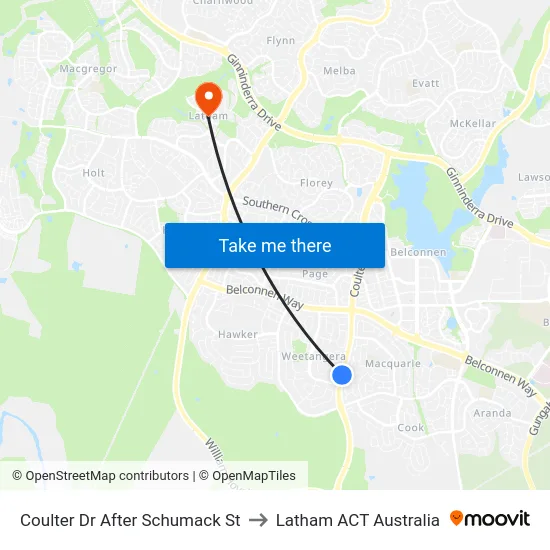 Coulter Dr After Schumack St to Latham ACT Australia map