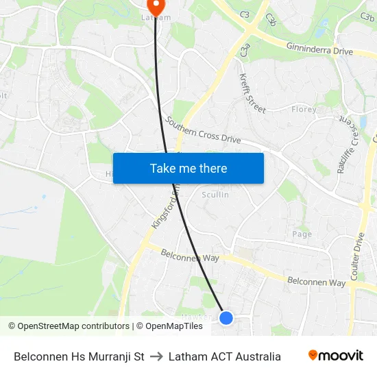Belconnen Hs Murranji St to Latham ACT Australia map