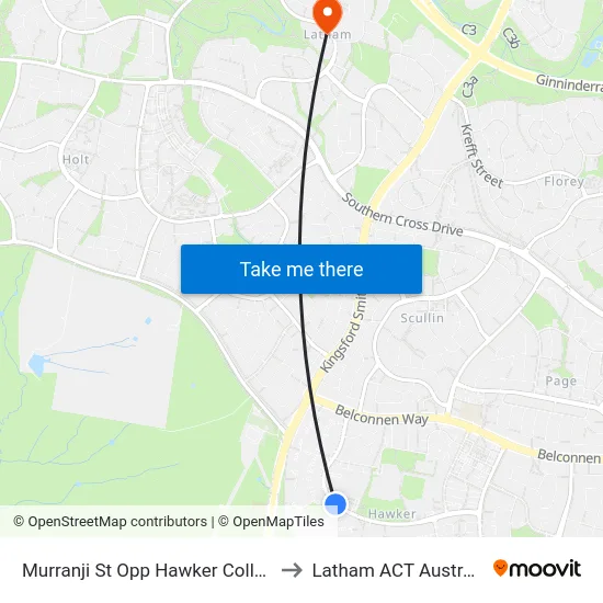 Murranji St Opp Hawker College to Latham ACT Australia map