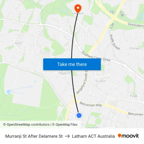 Murranji St After Delamere St to Latham ACT Australia map