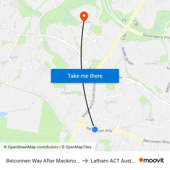 Belconnen Way After Mackinolty St to Latham ACT Australia map