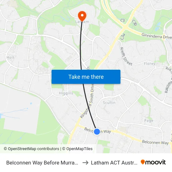 Belconnen Way Before Murranji St to Latham ACT Australia map