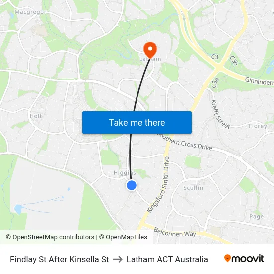 Findlay St After Kinsella St to Latham ACT Australia map