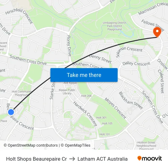 Holt Shops Beaurepaire Cr to Latham ACT Australia map