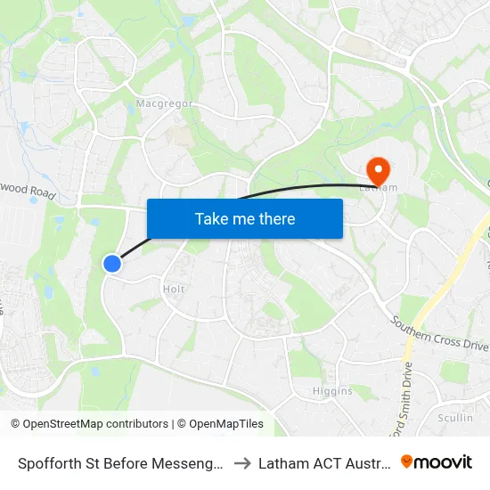 Spofforth St Before Messenger St to Latham ACT Australia map