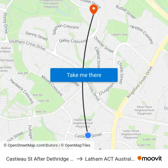 Castieau St After Dethridge St to Latham ACT Australia map