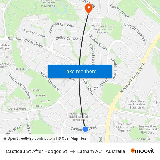 Castieau St After Hodges St to Latham ACT Australia map