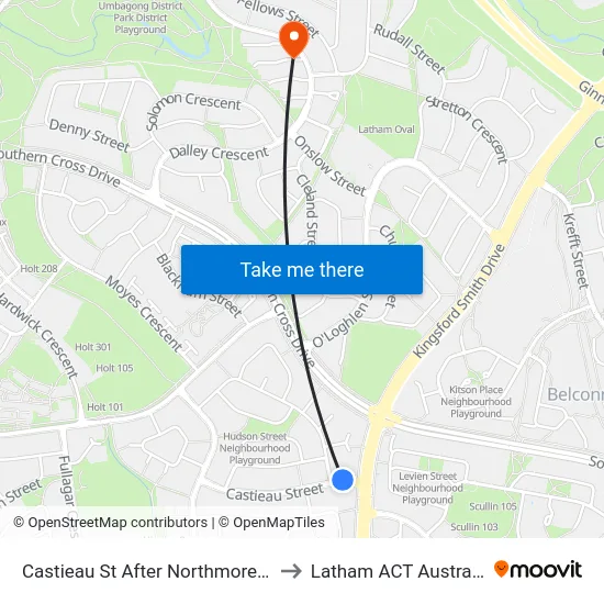 Castieau St After Northmore Cr to Latham ACT Australia map