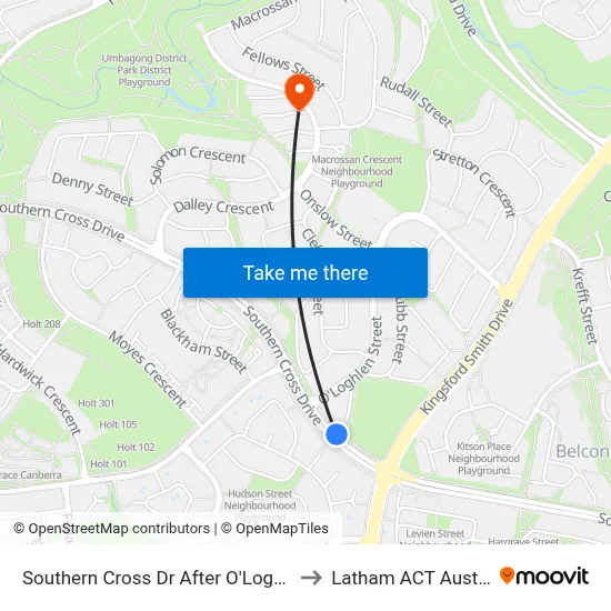 Southern Cross Dr After O'Loghlen St to Latham ACT Australia map