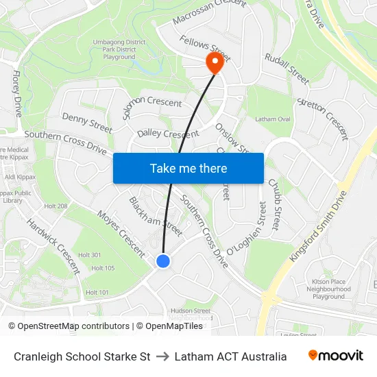 Cranleigh School Starke St to Latham ACT Australia map