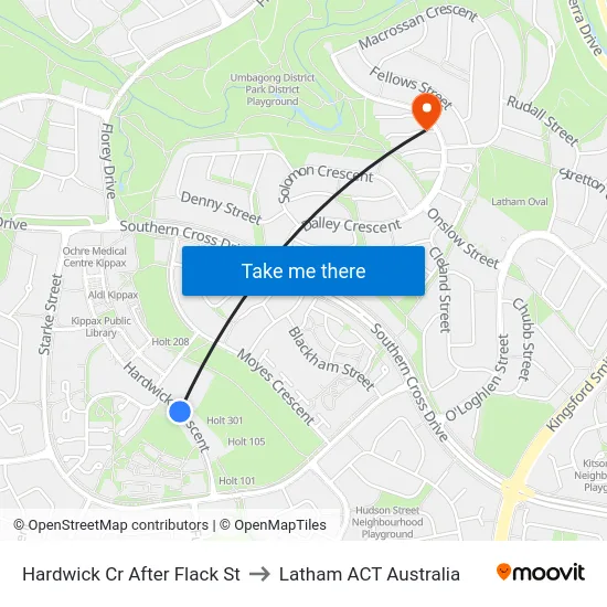 Hardwick Cr After Flack St to Latham ACT Australia map