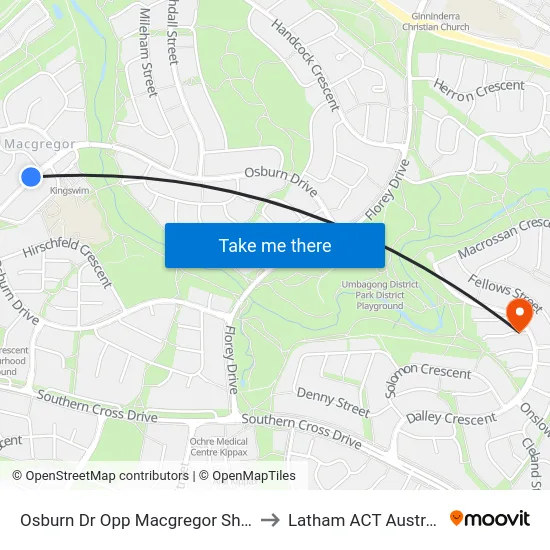 Osburn Dr Opp Macgregor Shops to Latham ACT Australia map