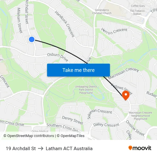 19 Archdall St to Latham ACT Australia map