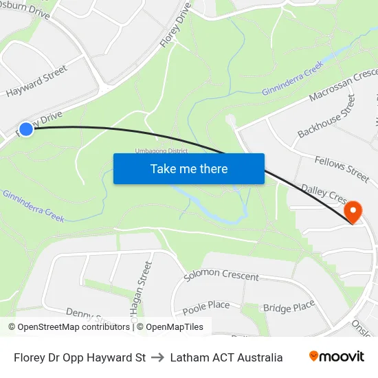 Florey Dr Opp Hayward St to Latham ACT Australia map