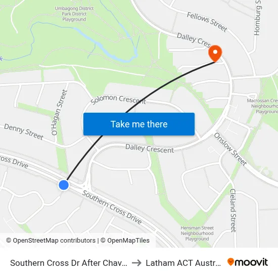 Southern Cross Dr After Chave St to Latham ACT Australia map