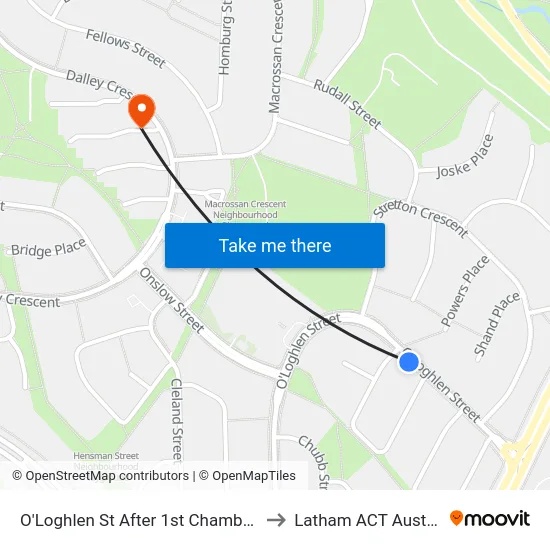 O'Loghlen St After 1st Chambers St to Latham ACT Australia map