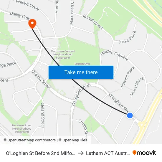 O'Loghlen St Before 2nd Milford St to Latham ACT Australia map
