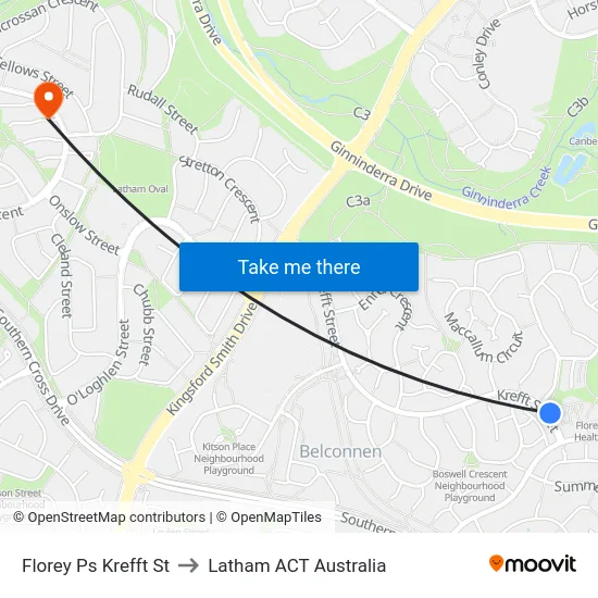Florey Ps Krefft St to Latham ACT Australia map