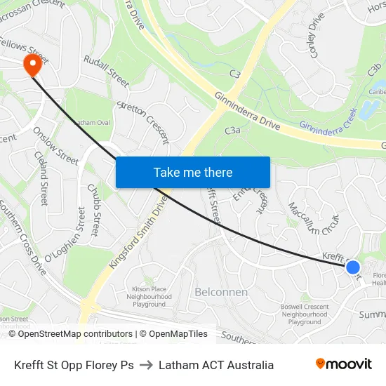 Krefft St Opp Florey Ps to Latham ACT Australia map