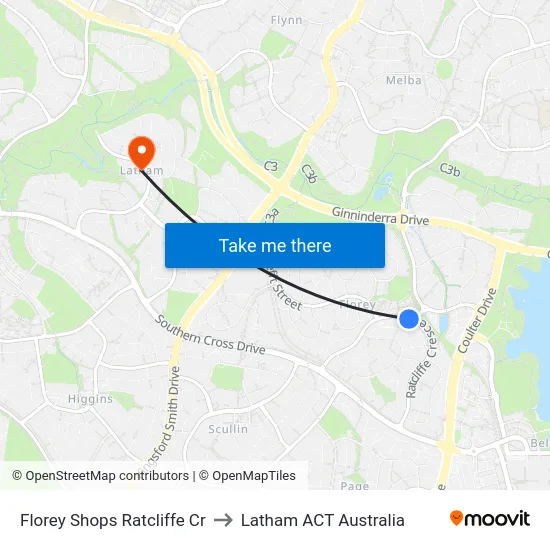 Florey Shops Ratcliffe Cr to Latham ACT Australia map