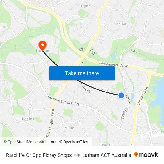 Ratcliffe Cr Opp Florey Shops to Latham ACT Australia map