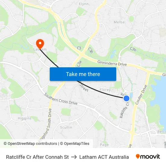 Ratcliffe Cr After Connah St to Latham ACT Australia map
