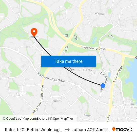 Ratcliffe Cr Before Woolnough St to Latham ACT Australia map