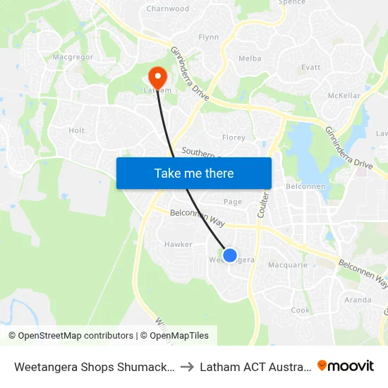Weetangera Shops Shumack St to Latham ACT Australia map