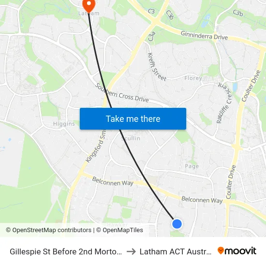 Gillespie St Before 2nd Morton St to Latham ACT Australia map
