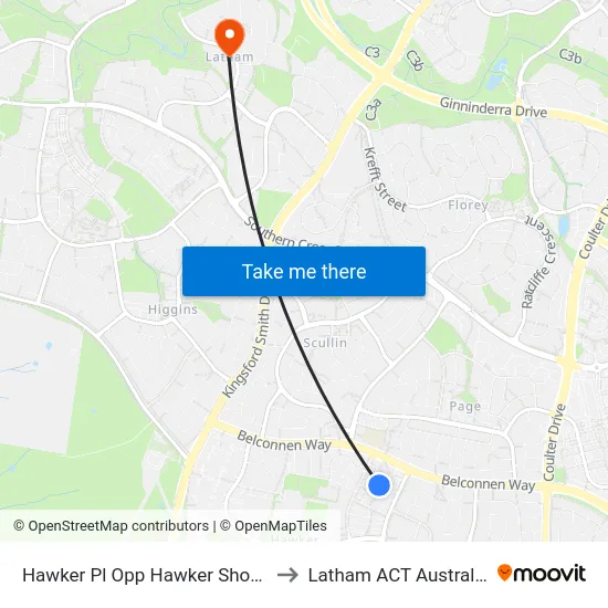 Hawker Pl Opp Hawker Shops to Latham ACT Australia map