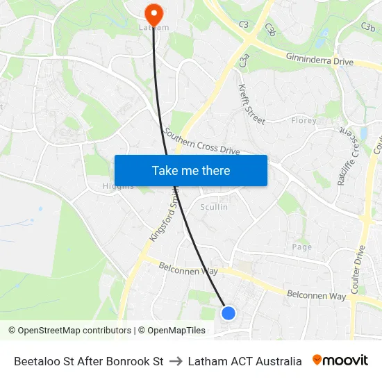 Beetaloo St After Bonrook St to Latham ACT Australia map