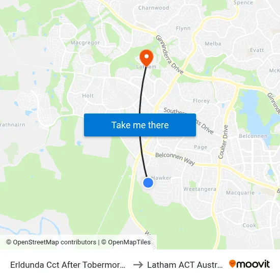 Erldunda Cct After Tobermorey Pl to Latham ACT Australia map