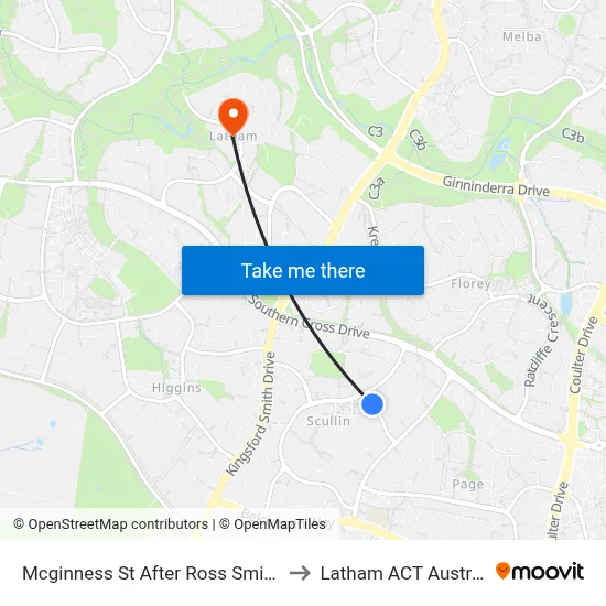Mcginness St After Ross Smith Cr to Latham ACT Australia map