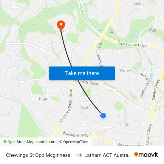 Chewings St Opp Mcginness St to Latham ACT Australia map