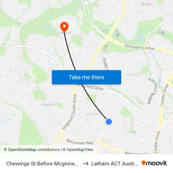 Chewings St Before Mcginness St to Latham ACT Australia map