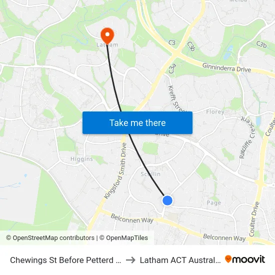 Chewings St Before Petterd St to Latham ACT Australia map