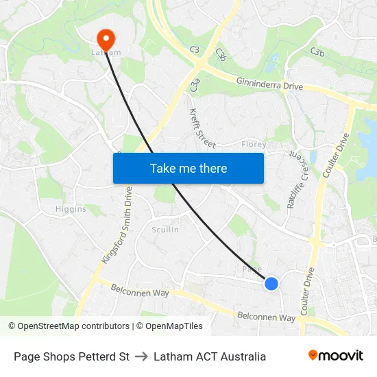 Page Shops Petterd St to Latham ACT Australia map