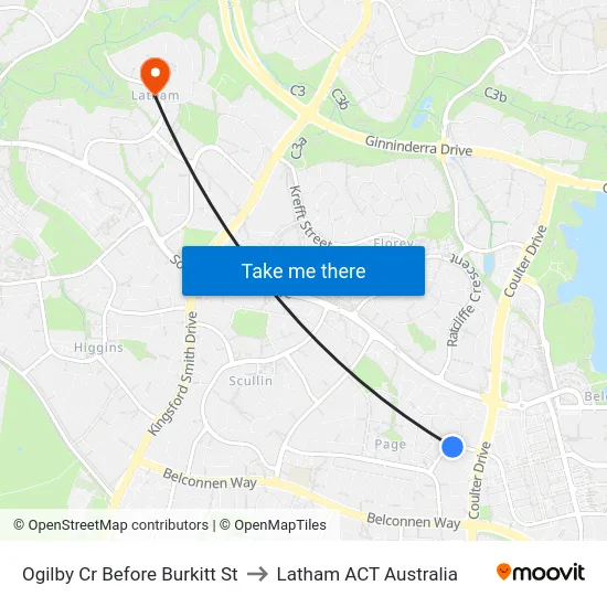 Ogilby Cr Before Burkitt St to Latham ACT Australia map