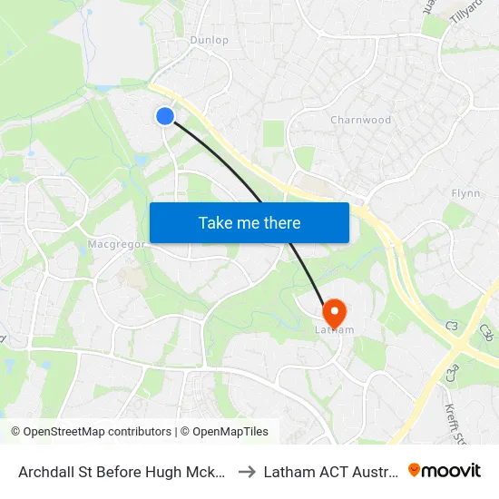 Archdall St Before Hugh Mckay Cr to Latham ACT Australia map