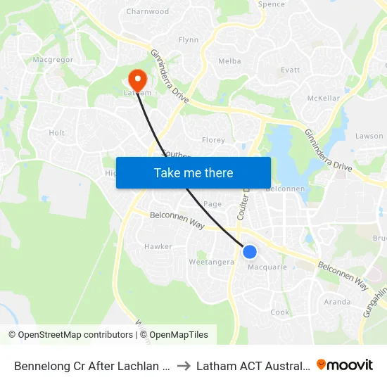 Bennelong Cr After Lachlan St to Latham ACT Australia map