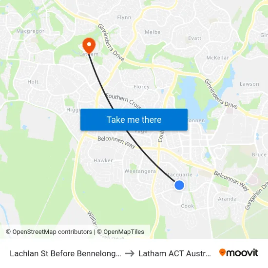 Lachlan St Before Bennelong Cr to Latham ACT Australia map