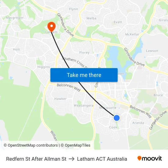 Redfern St After Allman St to Latham ACT Australia map