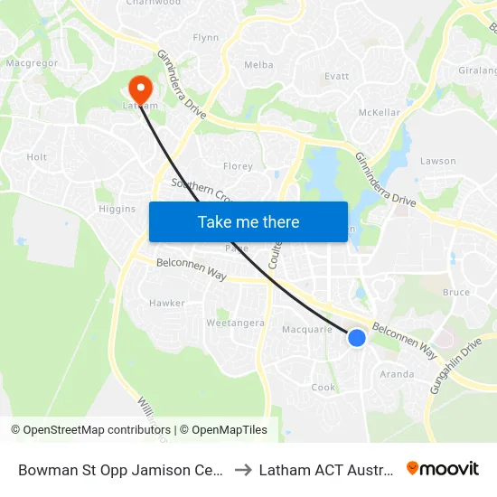 Bowman St Opp Jamison Centre to Latham ACT Australia map